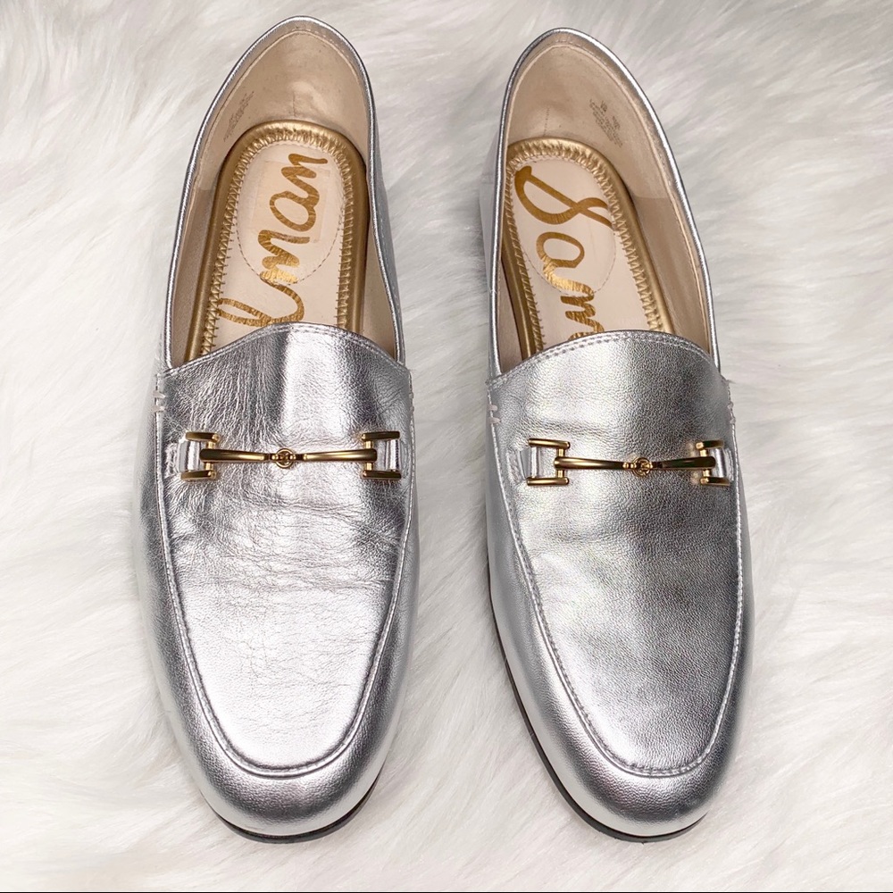 SOLD-Sam Edelman Metallic Leather Slip On Loafer - Picture 2 of 7